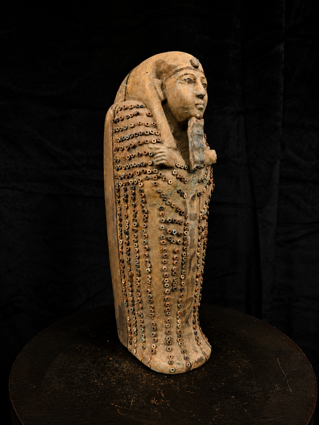 Egyptian Funerary Sarcophagus with Mummiform Figure