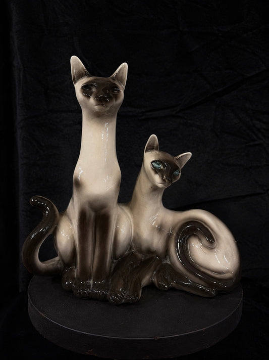 Vintage Mid-Century Siamese Cat Ceramic Sculpture