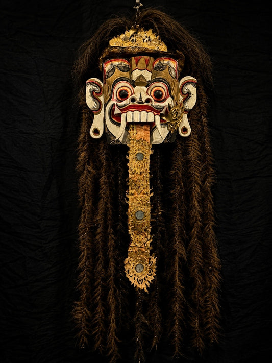 Vintage Balinese Rangda Witch Mask w/ Animal Hair